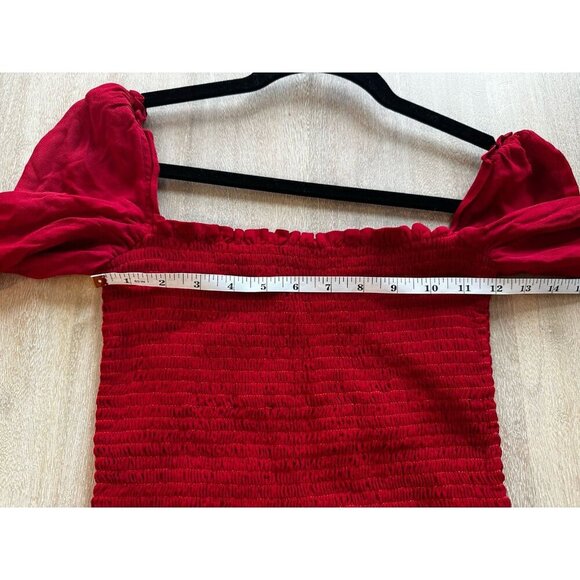 Reformation Kelli Red Smocked Bodice Mini Dress Size XS Flirty Date Night Party - Picture 7 of 8